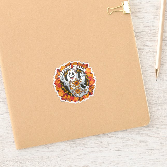 Cute but Scary Cartoon Ghost Sticker (Notebook)