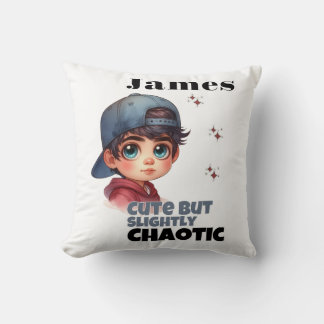 Cute But Slightly Chaotic Boy Throw Pillow