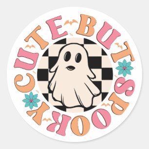 cute but spooky classic round sticker