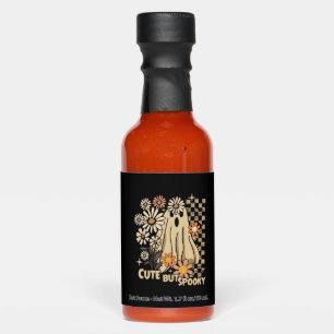 Cute but Spooky Funny Floral Halloween Ghost Check Hot Sauces