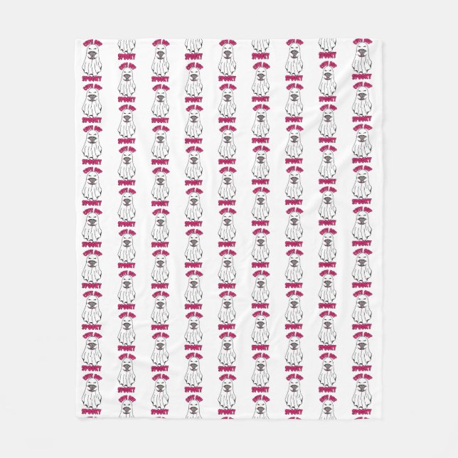 Cute but Spooky Halloween Ghost Holding a Pumpkin  Fleece Blanket (Front)