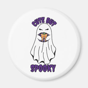 Cute but Spooky Halloween Ghost Holding a Pumpkin Magnet