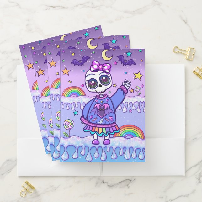Cute But Spooky Skeleton Girl Folders (In Situ)