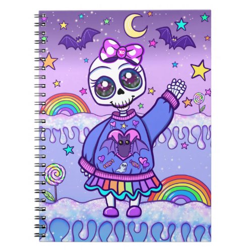 Cute But Spooky Skeleton Girl Spiral Notebook 