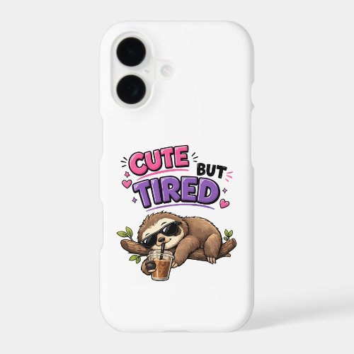 Cute but tired sloth with iced coffee iPhone 17 case