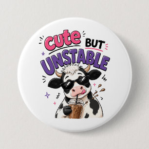 Cute but unstable cow with iced coffee button