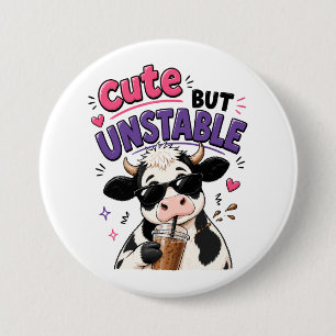Cute but unstable cow with iced coffee button