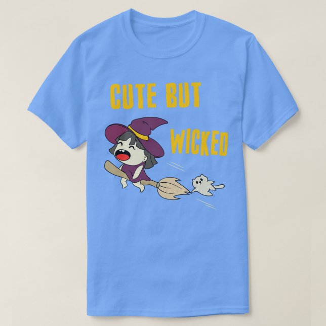 Cute But Wicked Chibi Witch Halloween T-Shirt (Design Front)