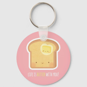 Cute Butter and Toast Better Together Keychain