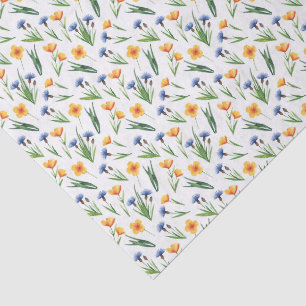 Cute Buttercups, Blue Cornflowers & Greenery Tissue Paper