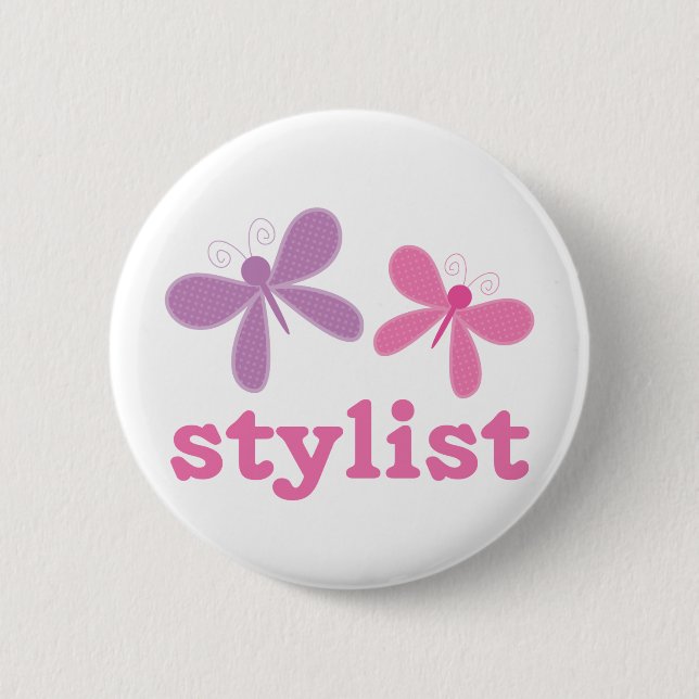 Cute Butterflies Beauty Stylist Button (Front)