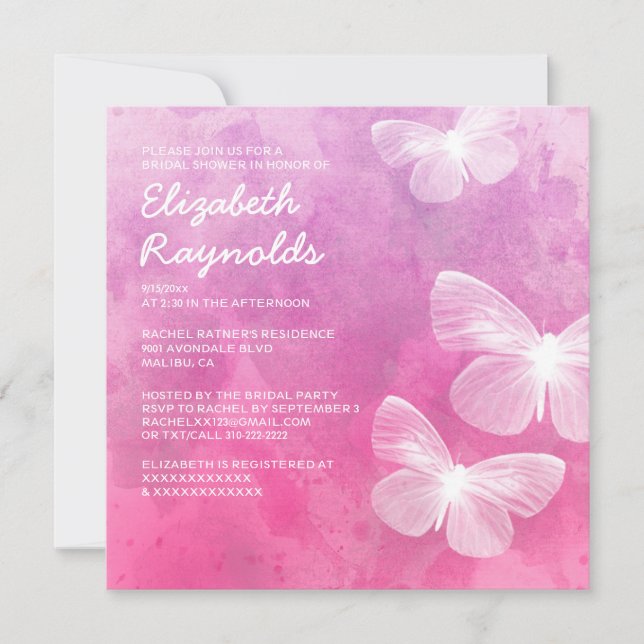 Cute Butterflies Bridal Shower Invitations (Front)