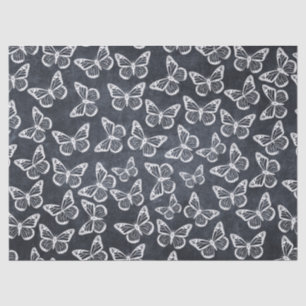   Cute Butterflies Elegant Chic Pattern White Grey Tissue Paper