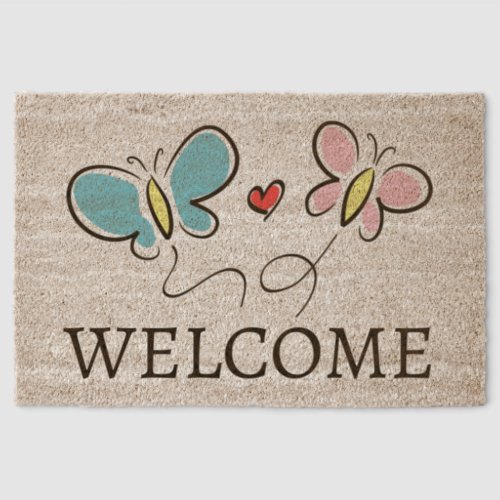 Cute butterflies in love custom coir fiber doormat