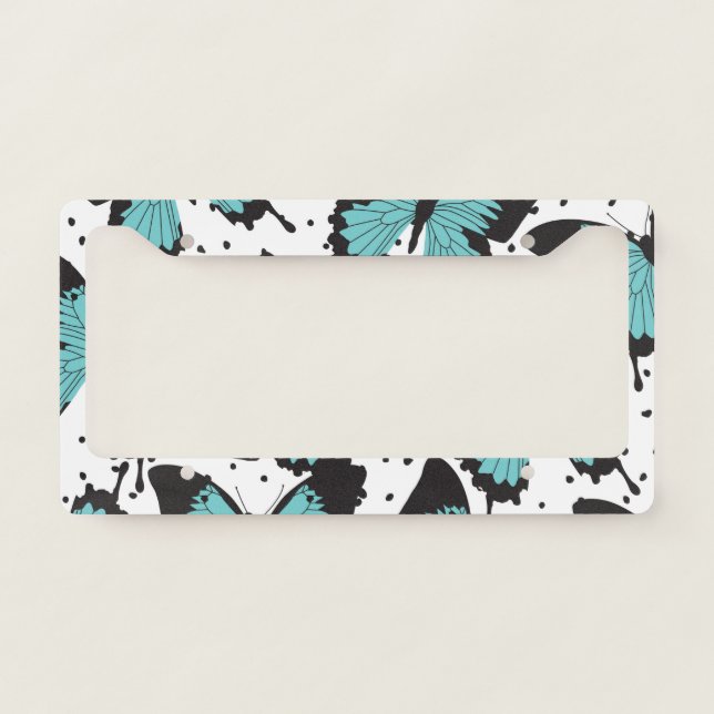 Cute Butterflies Pattern License Plate Frame (Front)