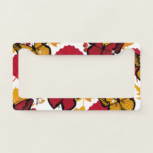 Cute Butterflies Pattern License Plate Frame (Front)
