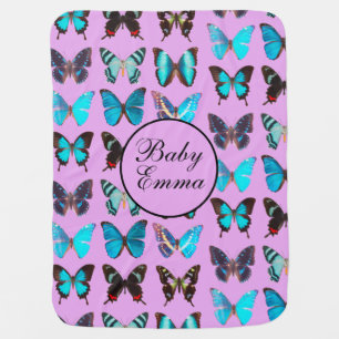 Cute Butterflies Pattern Personalized Baby Blanket