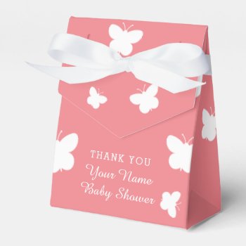 Cute Butterflies Pink Spring Baby Shower Party Favor Boxes by logotees at Zazzle