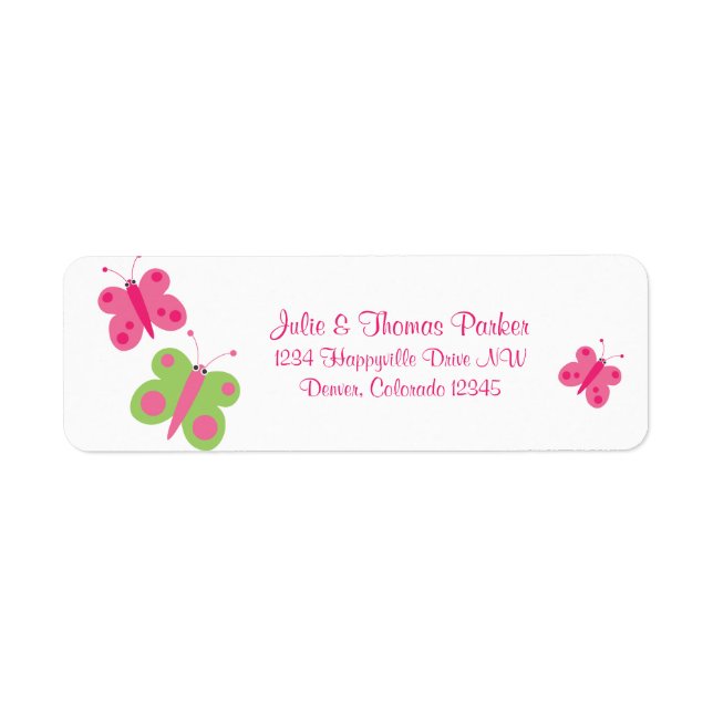 Cute Butterflies Return Address Labels (Front)