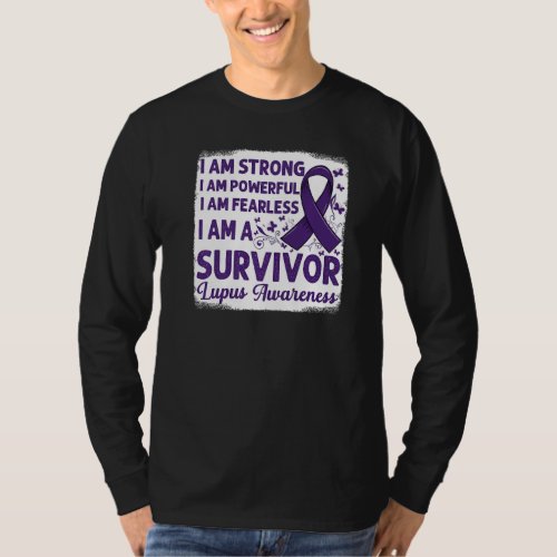 Cute Butterflies Ribbon Support Survivor Of Lupus  T_Shirt
