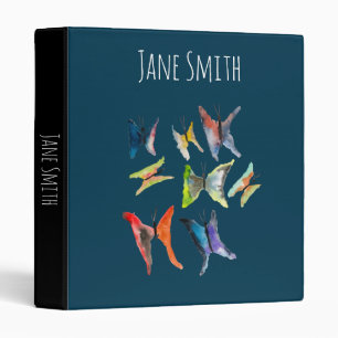 Cute butterflies watercolor art 3 ring binder
