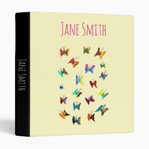 Cute butterflies watercolor art 3 ring binder