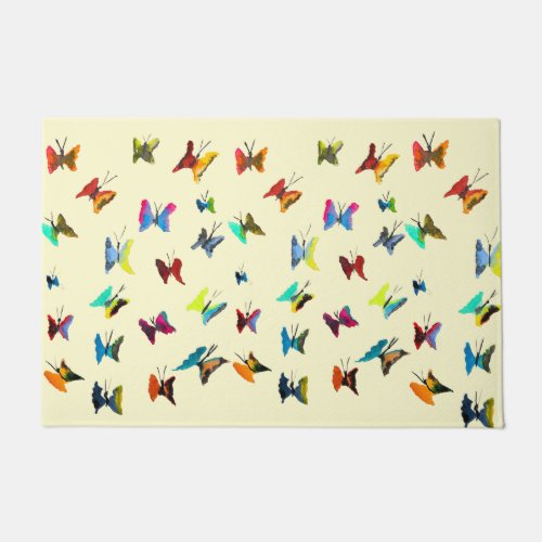 Cute butterflies watercolor art doormat