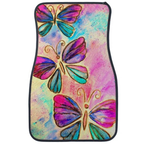 Cute Butterflies _ Watercolor Painting Car Floor Mat