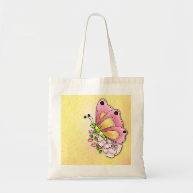 Cute butterfly and flowers tote bag (Front)