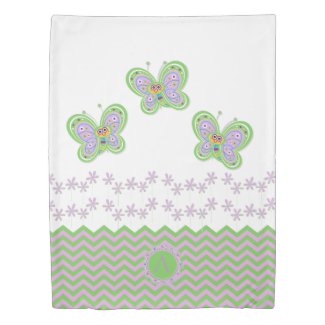 Cute Butterfly and Flowers with Custom Initial