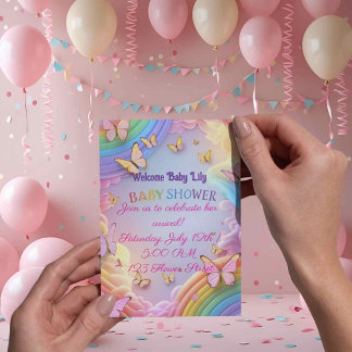 Cute Butterfly Baby Girl Invitation