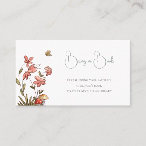 Cute Butterfly Baby Shower Bring a Book Enclosure Card