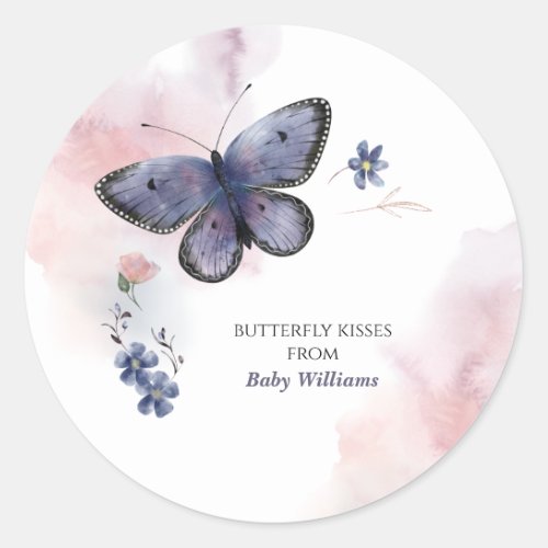 Cute Butterfly Baby Shower Classic Round Sticker