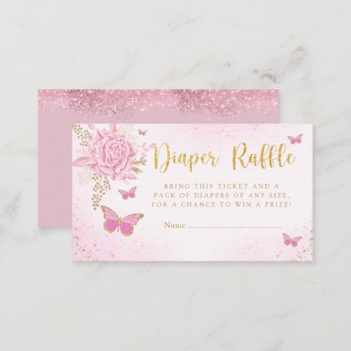 Cute Butterfly Baby Shower Diaper Raffle Ticket En Enclosure Card