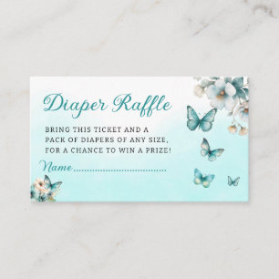Cute Butterfly Baby Shower Diaper Raffle Ticket Enclosure Card