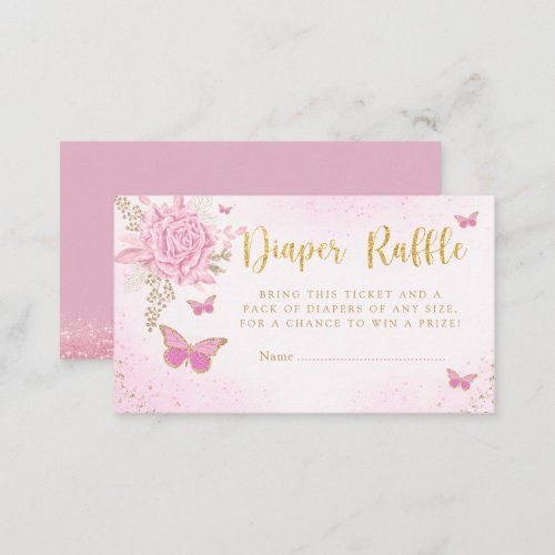 Cute Butterfly Baby Shower Diaper Raffle Ticket Enclosure Card