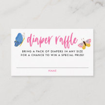 Cute Butterfly Baby Shower Diaper Raffle Ticket 