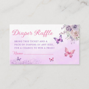 Cute Butterfly Baby Shower Diaper Raffle Ticket Enclosure Card