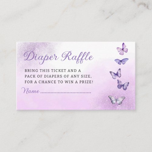 Cute Butterfly Baby Shower Diaper Raffle Ticket  Enclosure Card