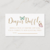 Cute Butterfly Baby Shower Diaper Raffle Ticket Enclosure Card