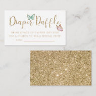 Cute Butterfly Baby Shower Diaper Raffle Ticket Enclosure Card