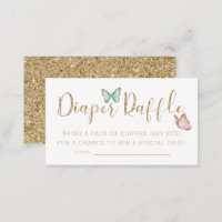 Cute Butterfly Baby Shower Diaper Raffle Ticket Enclosure Card