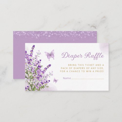 Cute Butterfly Baby Shower Diaper Raffle Ticket Enclosure Card