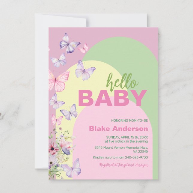 Cute Butterfly Baby Shower Invitation (Front)