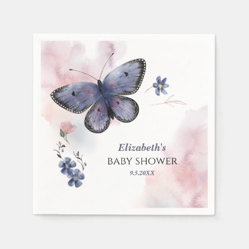 Cute Butterfly Baby Shower Napkins