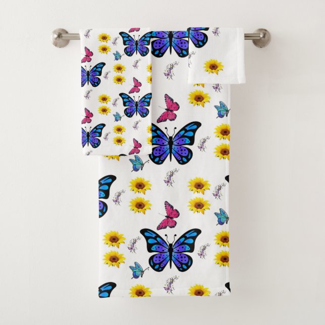 Cute Butterfly Bathroom Towel Sets  (Insitu)