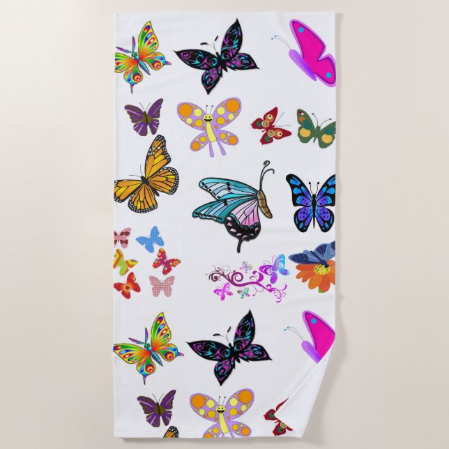 Cute Butterfly Beach Towel  (Front)