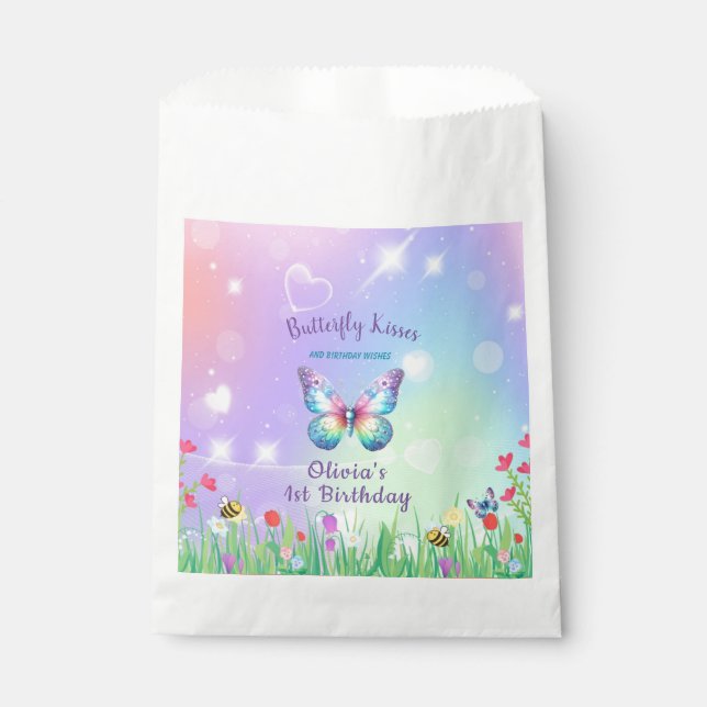 Cute Butterfly Birthday Gift Favor Bags  (Front)