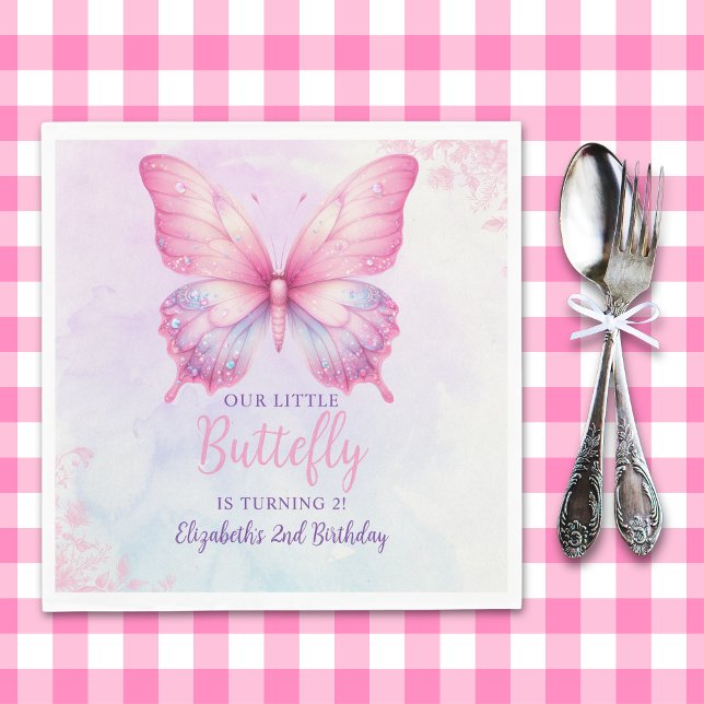 Cute Butterfly Birthday Girl Party Napkins (Creator Uploaded)