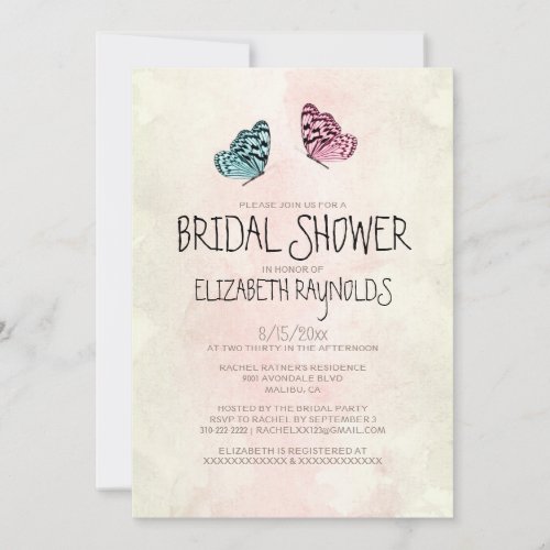 Cute Butterfly Bridal Shower Invitations